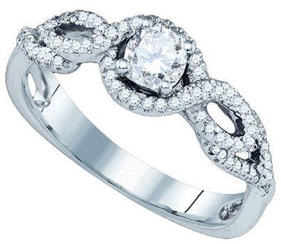 Ladies Diamond Engagement Ring 14K White Gold 0.57 cts. GD-77077