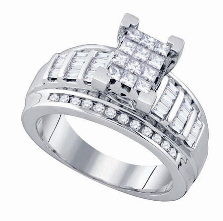 Diamond Invisible Engagement Ring 10K White Gold 0.90 cts. GD-78921