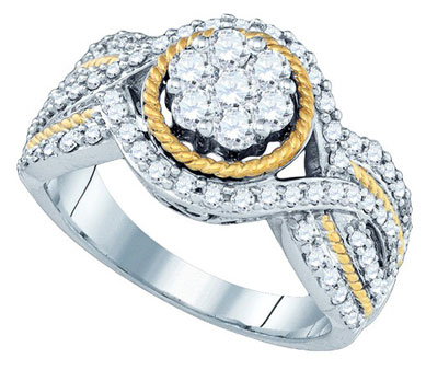 Diamond Engagement Ring 10K Two Tone Gold 0.99 cts. GD-79332