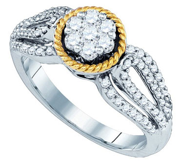 Diamond Engagement Ring 10K Two Tone Gold 0.62 cts. GD-79335