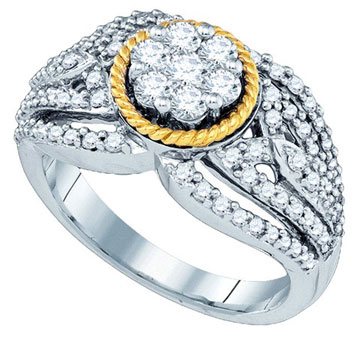 Diamond Engagement Ring 10K Two Tone Gold 0.94 cts. GD-79336