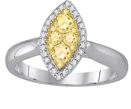 Yellow Diamond Engagement Ring 14K White Gold 0.50 cts. GD-87730
