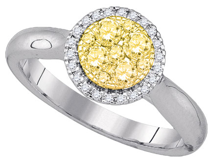 Yellow Diamond Engagement Ring 14K White Gold 0.46 cts. GD-87746 - Click Image to Close