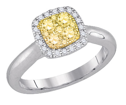 Yellow Diamond Engagement Ring 14K White Gold 0.48 cts. GD-87748