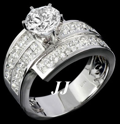 Diamond Engagement Ring 14K White Gold 2.70 cts. 6R822 - Click Image to Close