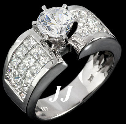 Diamond Engagement Ring 14K White Gold 3.10 cts. 6R855 - Click Image to Close