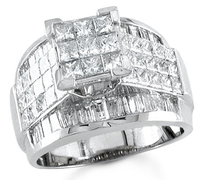 Ladies Diamond Ring 14K White Gold 3.30 cts. S14-1