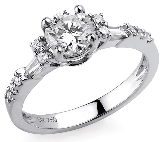 Diamond Engagement Ring 18K White Gold 1.15 cts S2174A