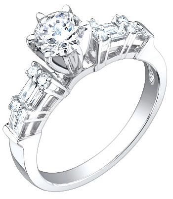 Ladies Diamond Ring 18K White Gold 1.08 cts. S49-4