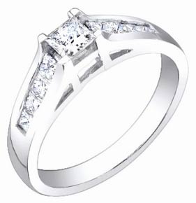 Ladies Diamond Ring 18K White Gold 0.85 cts. S49-5