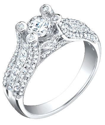 Ladies Diamond Ring 18K White Gold 1.50 cts. S49-6