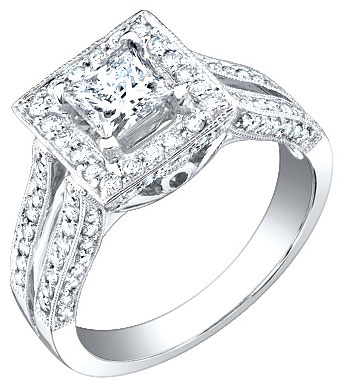 Ladies Diamond Ring 18K White Gold 1.30 cts. S49-7