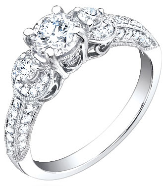 Ladies Diamond Ring 18K White Gold 1.30 cts. S49-9 - Click Image to Close