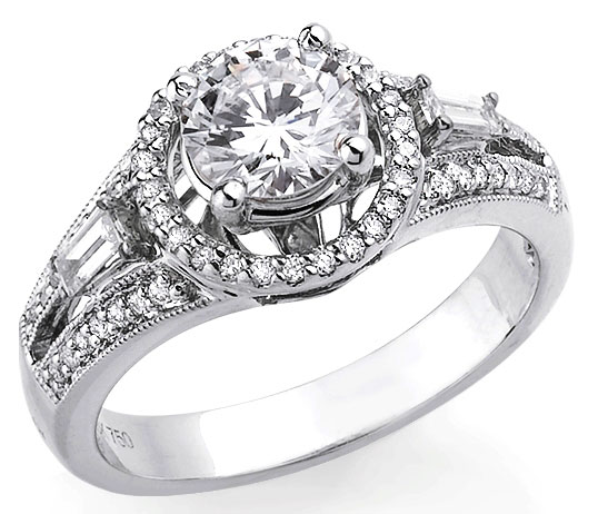 Diamond Engagement Ring 18K White Gold 1.20 cts SC7-18K