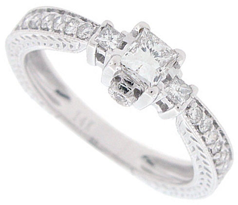 Diamond Engagement Ring 14K White Gold 0.57 cts. SC-7001