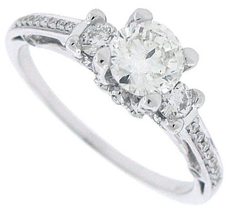 Diamond Engagement Ring 14K White Gold 0.93 cts. SC-7003