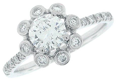 Diamond Engagement Ring 14K White Gold 0.82 cts. SC-7004