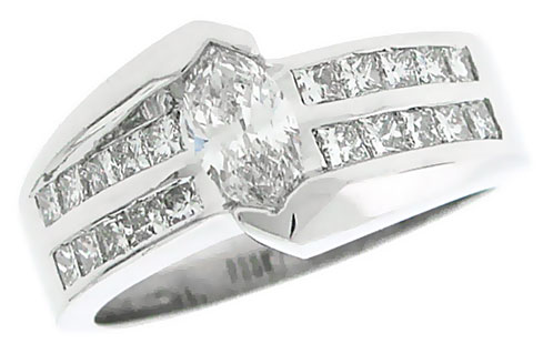 Diamond Engagement Ring 14K White Gold 1.52 cts. SC-7007