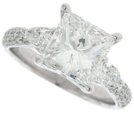 Diamond Engagement Ring 14K White Gold 2.91 cts. SC-7010