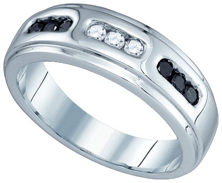 Men's Diamond Ring 10K White Gold 0.36 cts. GD-81408 - Click Image to Close