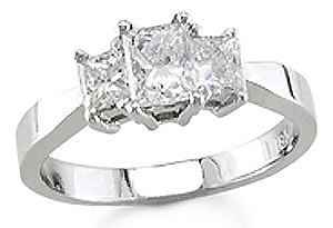 Three Stone Diamond Ring 14K White Gold 1.10 cts. S13-9