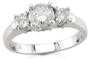 Three Stone Diamond Ring 14K White Gold 1.20 cts. TSD-3756