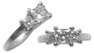 Three Stone Diamond Ring 14K White Gold 1.12 cts. 6J6705