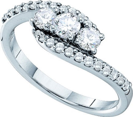 Three Stone Diamond Ring 14K White Gold 0.73 cts. GD-26172