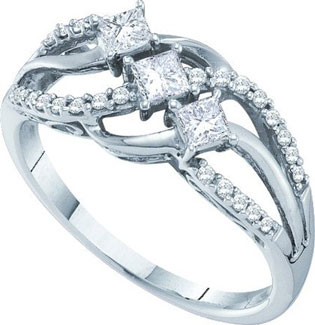 Three Stone Diamond Ring 14K White Gold 0.48 cts. GD-44595