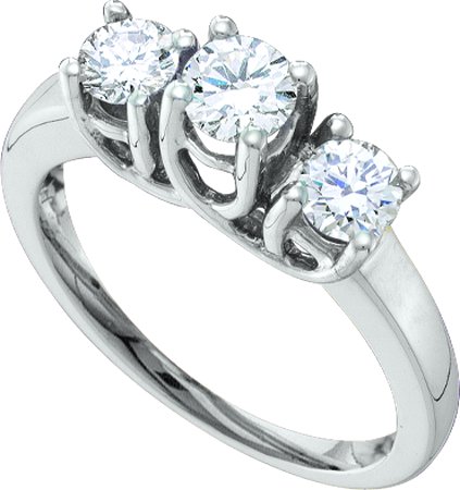 Three Stone Diamond Ring 14K White Gold 1.00 ct. GD-58653