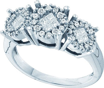 Ladies Three Flowers Ring 14K White Gold 0.50 cts. GD-59085