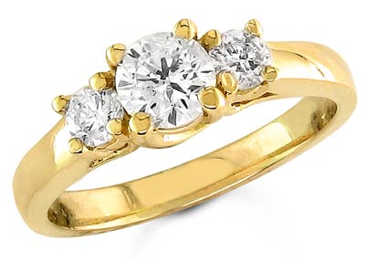 Three Stone Diamond Ring 14K Yellow Gold 1.00 cts. S13-1