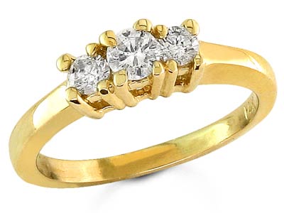 Three Stone Diamond Ring 14K Yellow Gold 0.40 cts. S13-4 - Click Image to Close