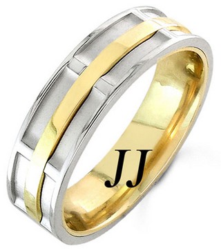 Two Tone Gold Dual Space Wedding Band 7mm TT-1051