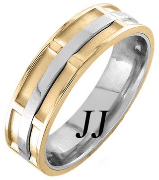 Two Tone Gold Dual Space Wedding Band 7mm TT-1064