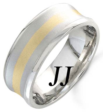 Two Tone Gold Concave Wedding Band 8mm TT-1159