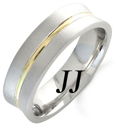 Two Tone Gold Concave Blade Wedding Band 6mm TT-1162