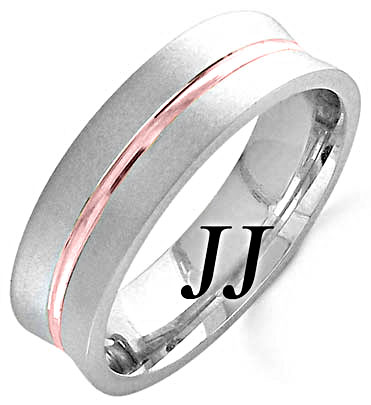 Two Tone Gold Concave Blade Wedding Band 6mm TT-1162B