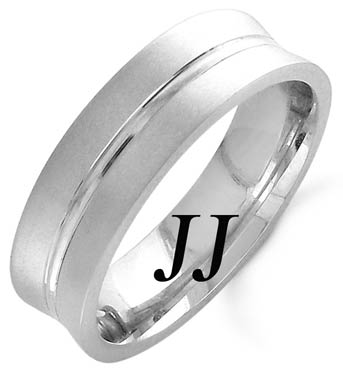 White Gold Concave Blade Wedding Band 6mm WG-1162