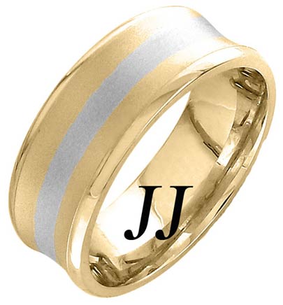 Two Tone Gold Concave Wedding Band 8mm TT-1159B