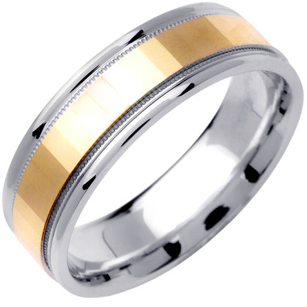 2-Tone Gold Mirror Effect Wedding Band 6.5mm TT-1355 - Click Image to Close