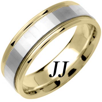 2-Tone Gold Mirror Effect Wedding Band 6.5mm TT-1364 - Click Image to Close