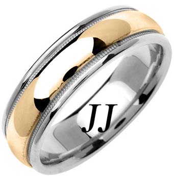 Two Tone Gold Polished Wedding Band 6.5mm TT-1369 - Click Image to Close
