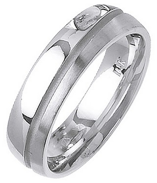 White Gold Two Face Wedding Band 6mm WG-1460