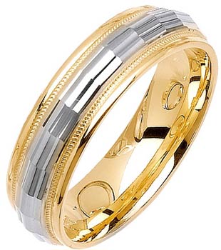 Two Tone Gold Fancy Wedding Band 6mm TT-1470 - Click Image to Close