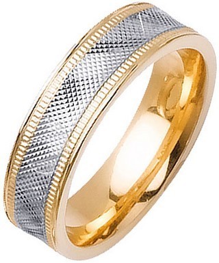 Two Tone Gold Fancy Wedding Band 6mm TT-1478 - Click Image to Close