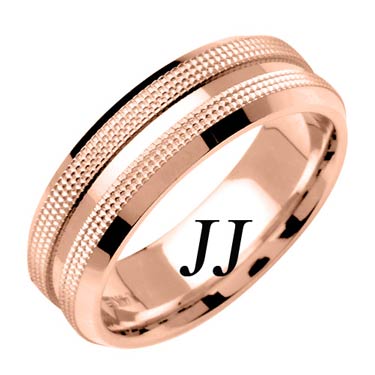 Rose Gold Dual Dotted Wedding Band 7mm RG-1559