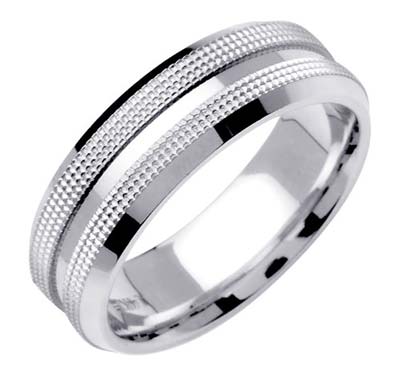 White Gold Dual Dotted Wedding Band 7mm WG-1559