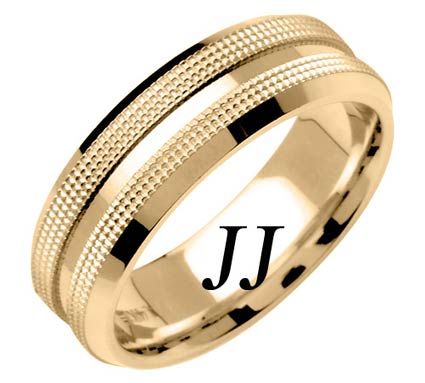 Yellow Gold Dual Dotted Wedding Band 7mm YG-1559