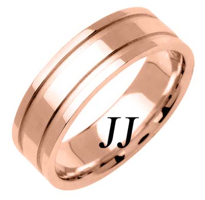 Rose Gold Dual Line Wedding Band 6.5mm RG-1561 - Click Image to Close